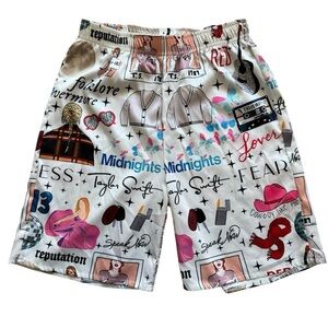 Taylor Swift Lounge Shorts S Multicolor Music-Themed Graphic Casual Satin Eras